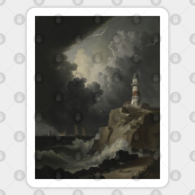 Lighthouse In A Storm Sticker by Walter WhatsHisFace